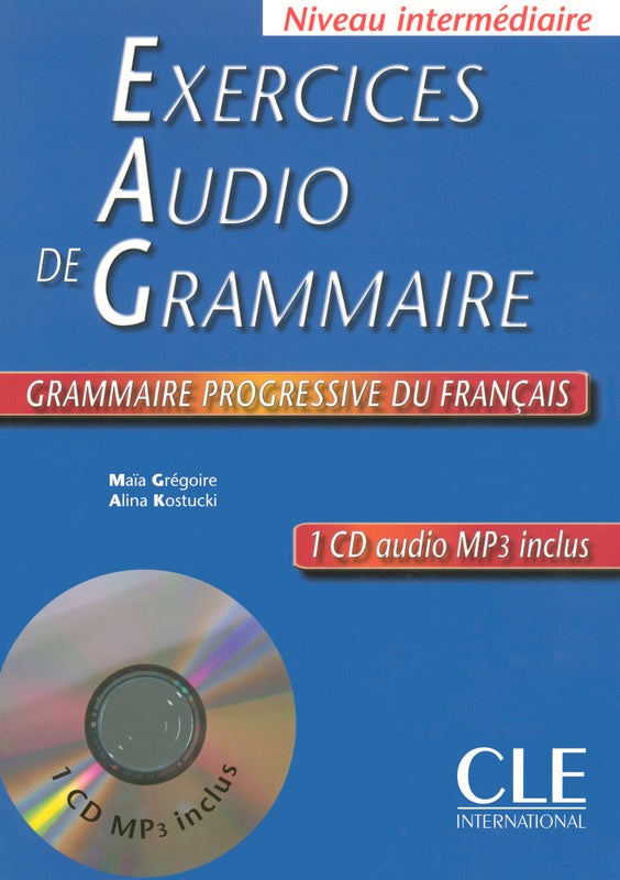 Exercices audio de la grammaire progressive du français - Niveau intermédiaire (A2/B1) - Livre + CD - 9782090337280 - front cover