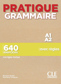 Pratique Grammaire - Niveaux A1/A2 - Livre + Corrigés - 9782090389852 - front cover 