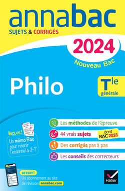 Annales du bac Annabac 2024 Philo Tle générale - 9782278105748 - front cover