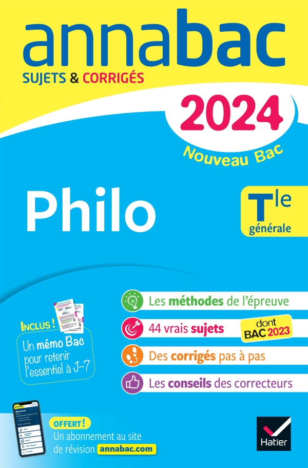 Annales du bac Annabac 2024 Philo Tle générale - 9782278105748 - front cover