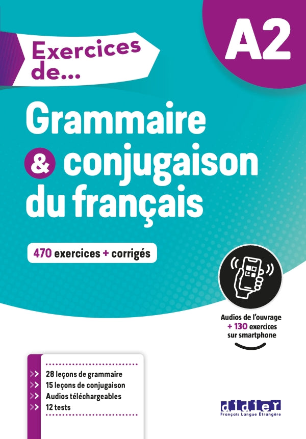 Exercices de... Grammaire et conjugaison A2 + didierfle.app - 9782278095551 - front cover