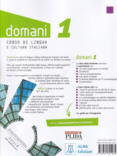 Domani 1 - Book + online audio + video - A1 - 9788861821965 - back Cover