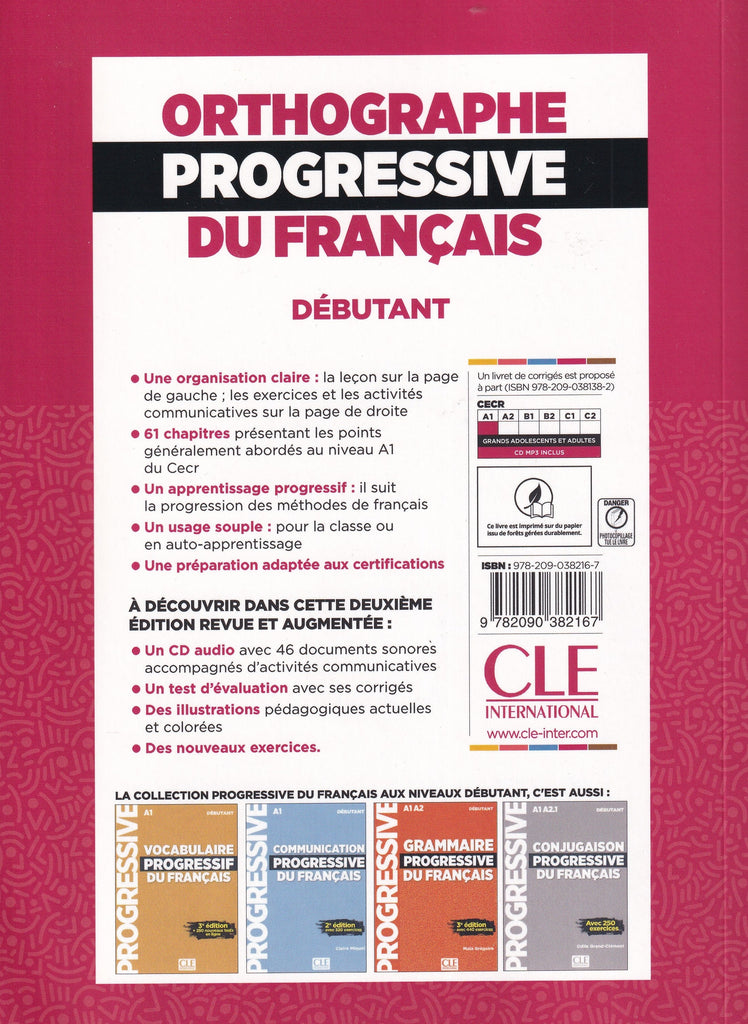 Orthographe progressive du français: débutant A1 + CD - 9782090382167 ...