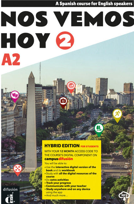 Nos vemos hoy 2 - Edición híbrida - ENGLISH EDITION - Libro del estudiante. A2 - 9788419273215 - front cover