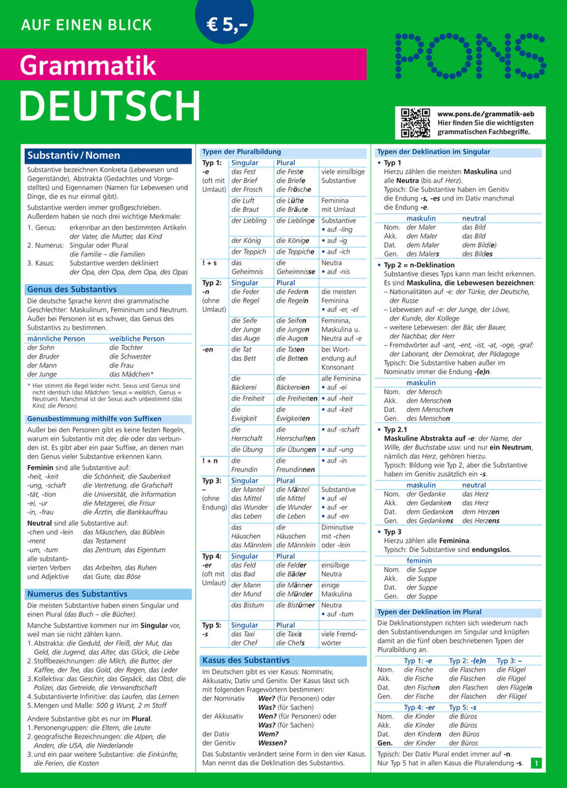 PONS Grammatik auf einen Blick Deutsch - 9783125618978 - front cover