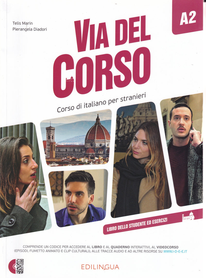 Via del Corso A2 - Libro dello studente ed esercizi (+ Audio + Video) - 9788898433827 - front cover