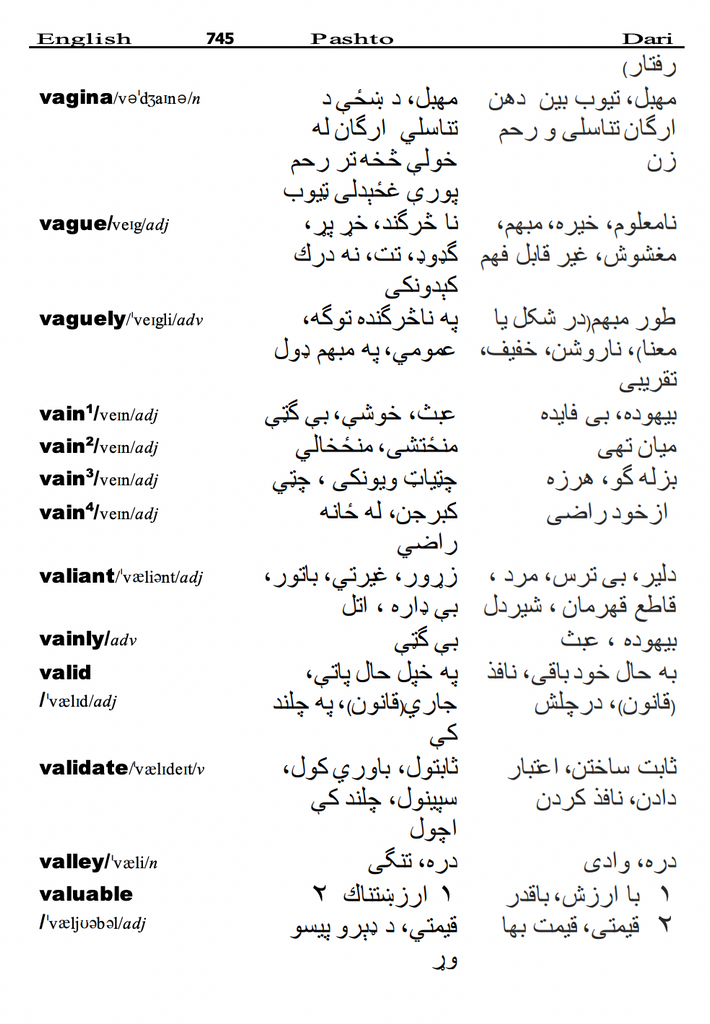 EnglishPashtoDari School & Student Dictionary 9780956144935 Bay